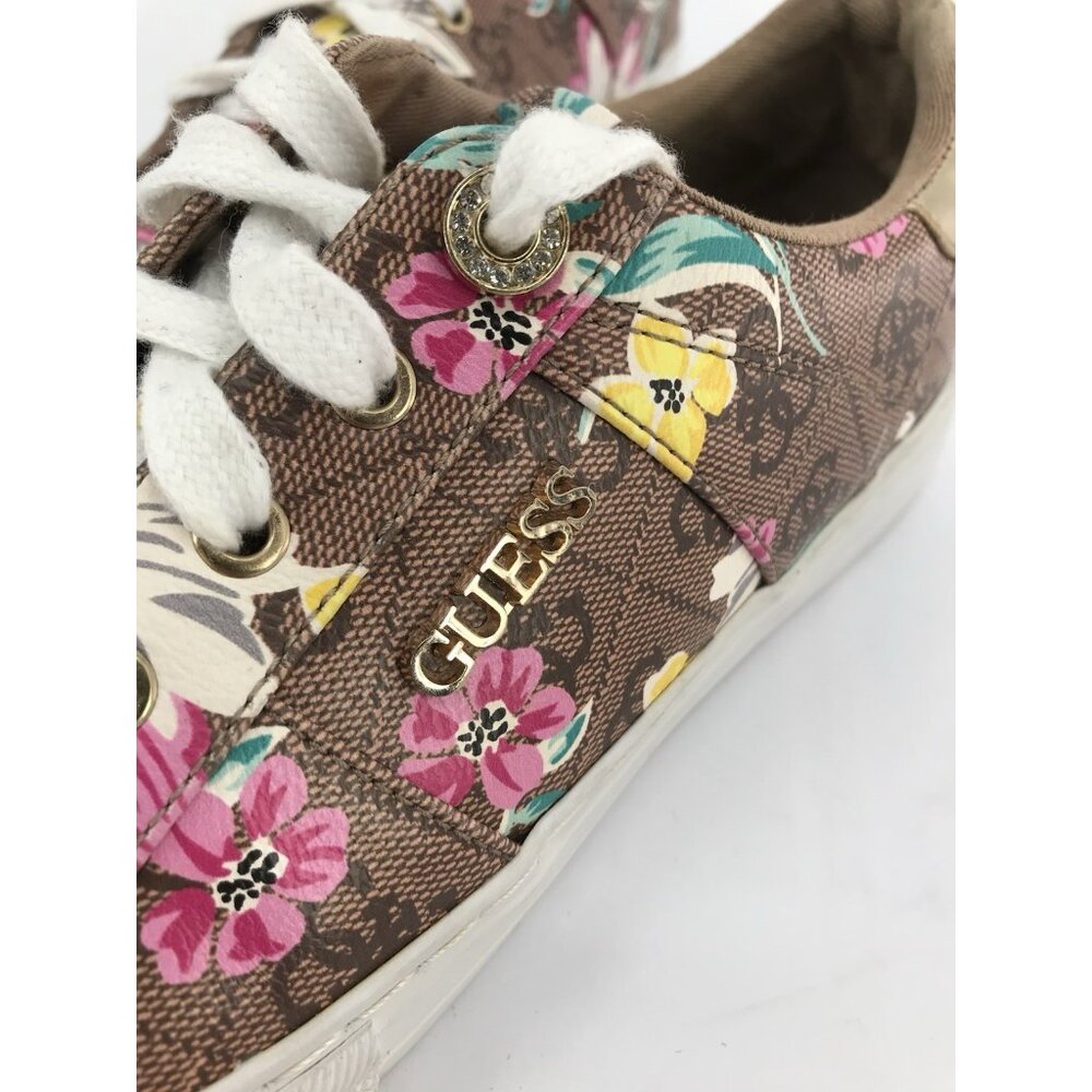 Guess Sneakers‎ Women's Size 7.5 Loven Casual Lace-up Brown Floral - Picture 4 of 14